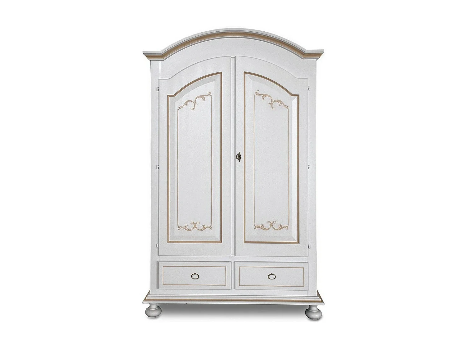 MOBILI 2G - Armadio 2 porte classico legno bianco e filetti ocra 125x61x200 (6002)