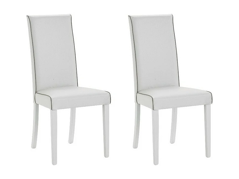 MOBILI 2G -  Set 2 Sedie imbottita bianca ecopelle filo tortora (6040)