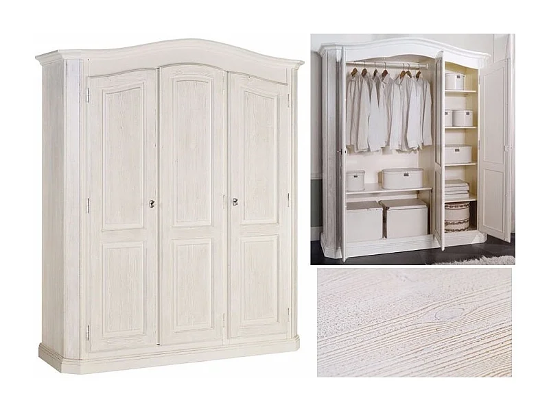 MOBILI 2G - ARMADIO 3 PORTE SHABBY IN LEGNO SPAZZOLATO 181X63X217 (2205)