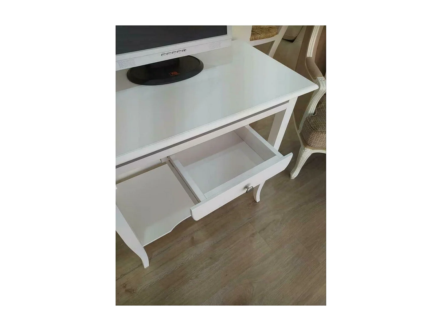 MOBILI 2G - SCRIVANIA 1 CASSETTO LEGNO ARTE POVERA BIANCO 85x49x79h (1533)