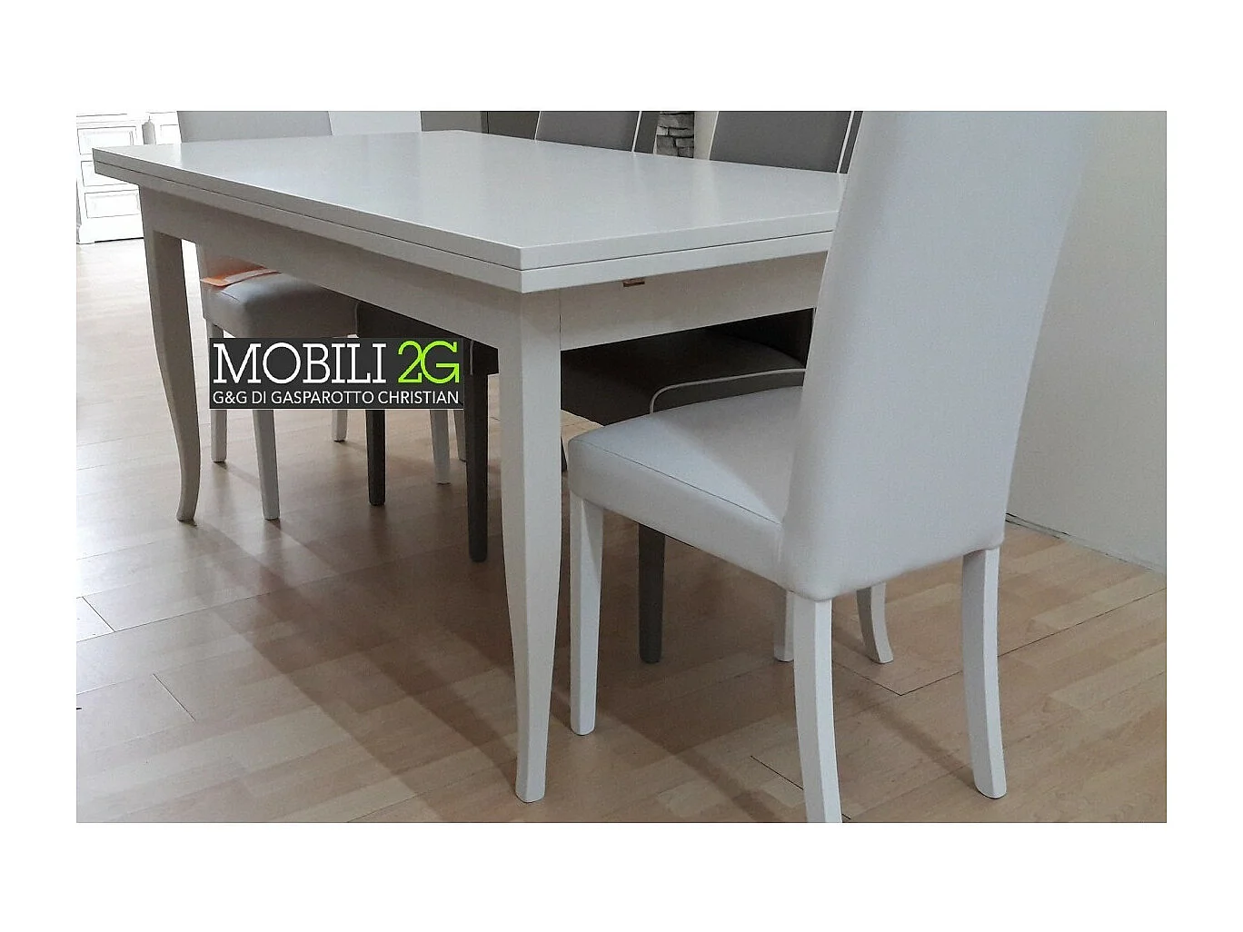MOBILI 2G - TAVOLO CON ALLUNGHE 160 X 85 BIANCO OPACO (1006)