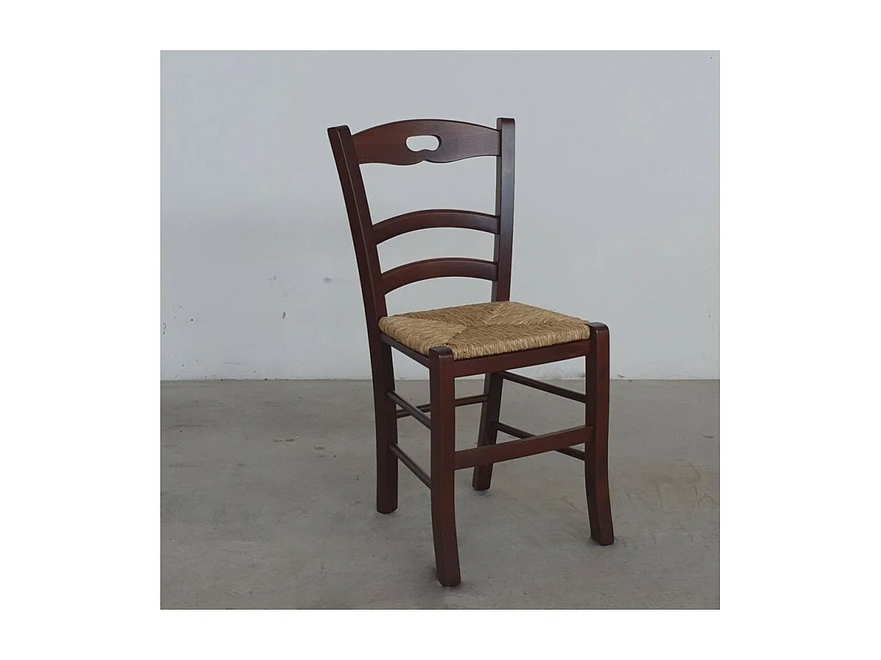 MOBILI 2G - SET 2 SEDIE ARTE POVERA TINTA NOCE LEGNO/PAGLIA (589)