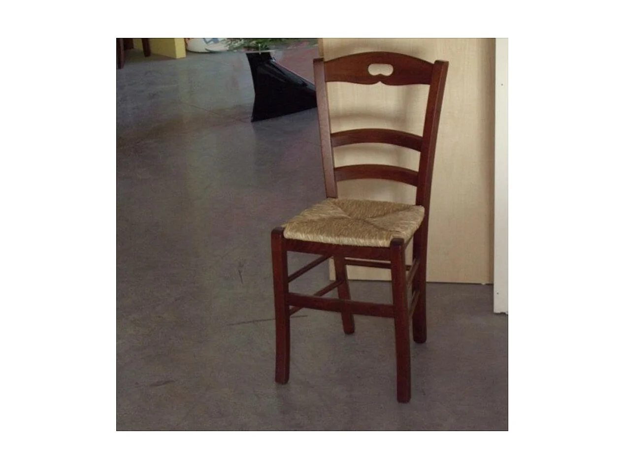 MOBILI 2G - SET 2 SEDIE ARTE POVERA TINTA NOCE LEGNO/PAGLIA (589)