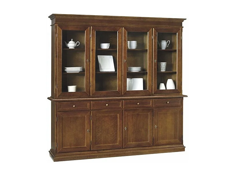 MOBILI 2G - Cristalliera arte povera 4 porte legno tinta noce 205X42X205 (379)