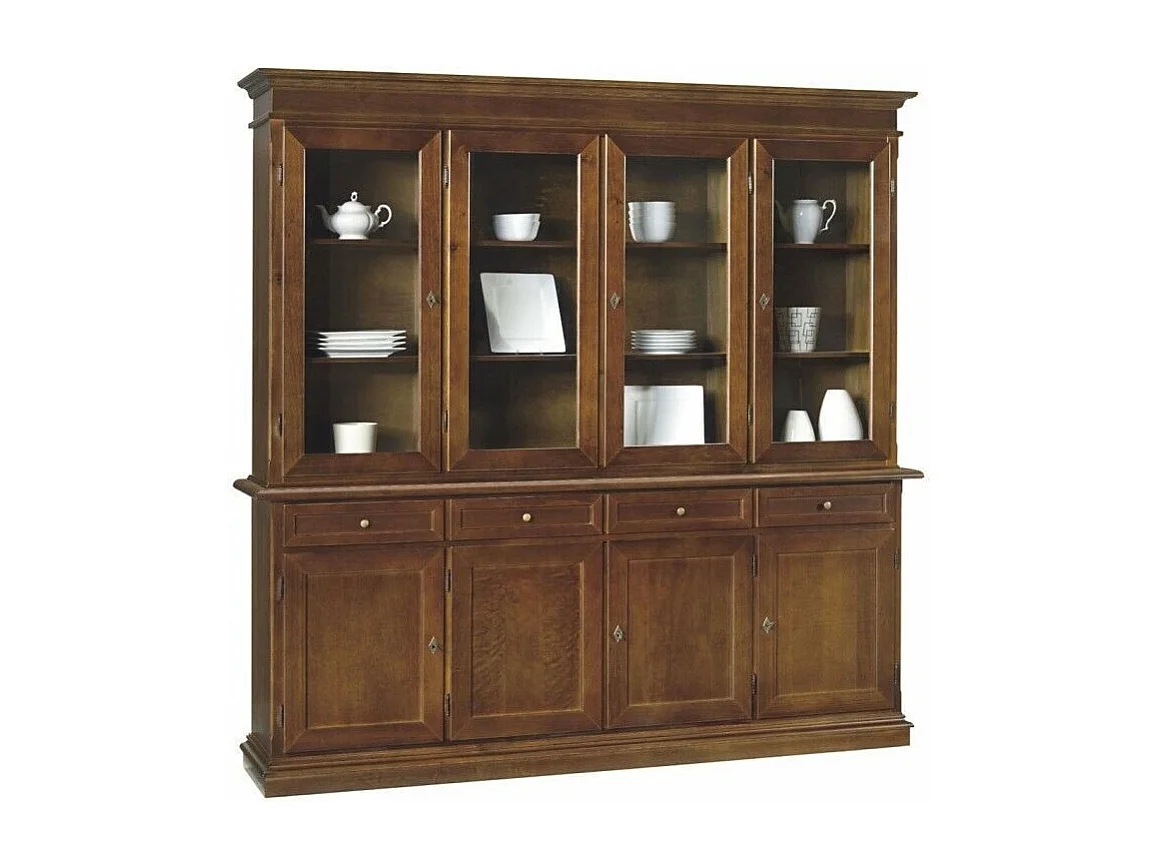 MOBILI 2G - Cristalliera arte povera 4 porte legno tinta noce 205X42X205 (379)