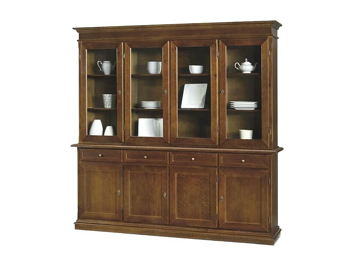 MOBILI 2G - Cristalliera arte povera 4 porte legno tinta noce 205X42X205 (379)