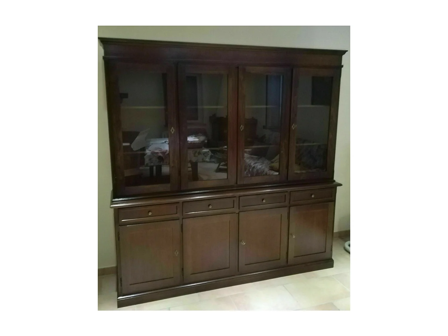 MOBILI 2G - Cristalliera arte povera 4 porte legno tinta noce 205X42X205 (379)