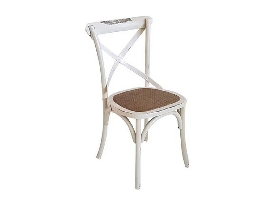 MOBILI 2G - SET 2 Sedie Cross Bistrot Vintage Bianco Olmo seduta rivestita naturale (780)