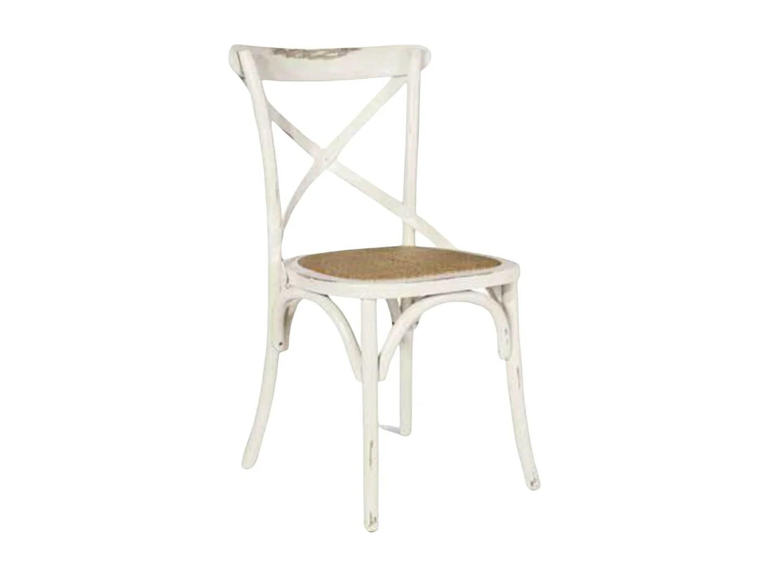 MOBILI 2G - SET 2 Sedie Cross Bistrot Vintage Bianco Olmo seduta rivestita naturale (780)