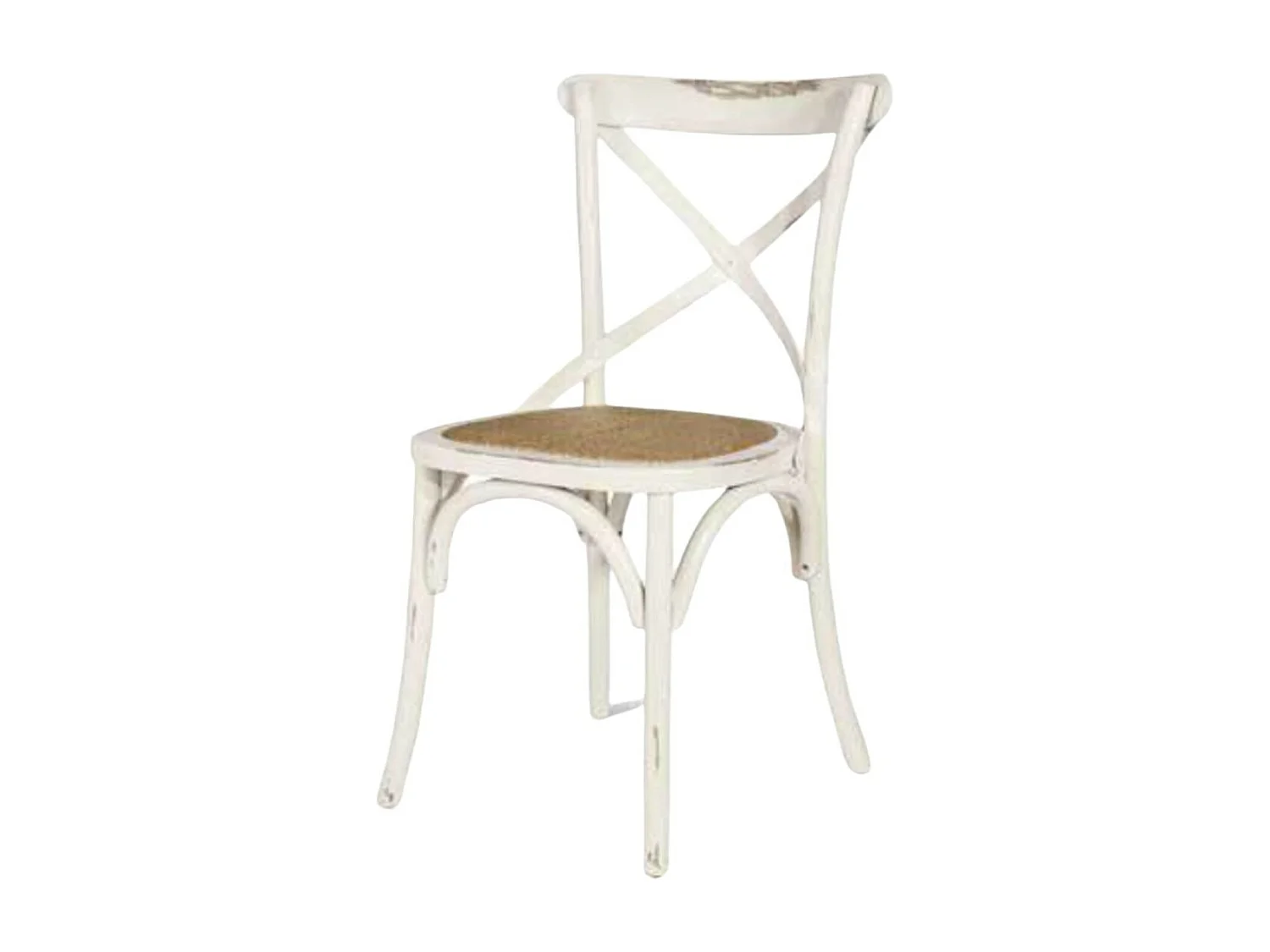 MOBILI 2G - SET 2 Sedie Cross Bistrot Vintage Bianco Olmo seduta rivestita naturale (780)