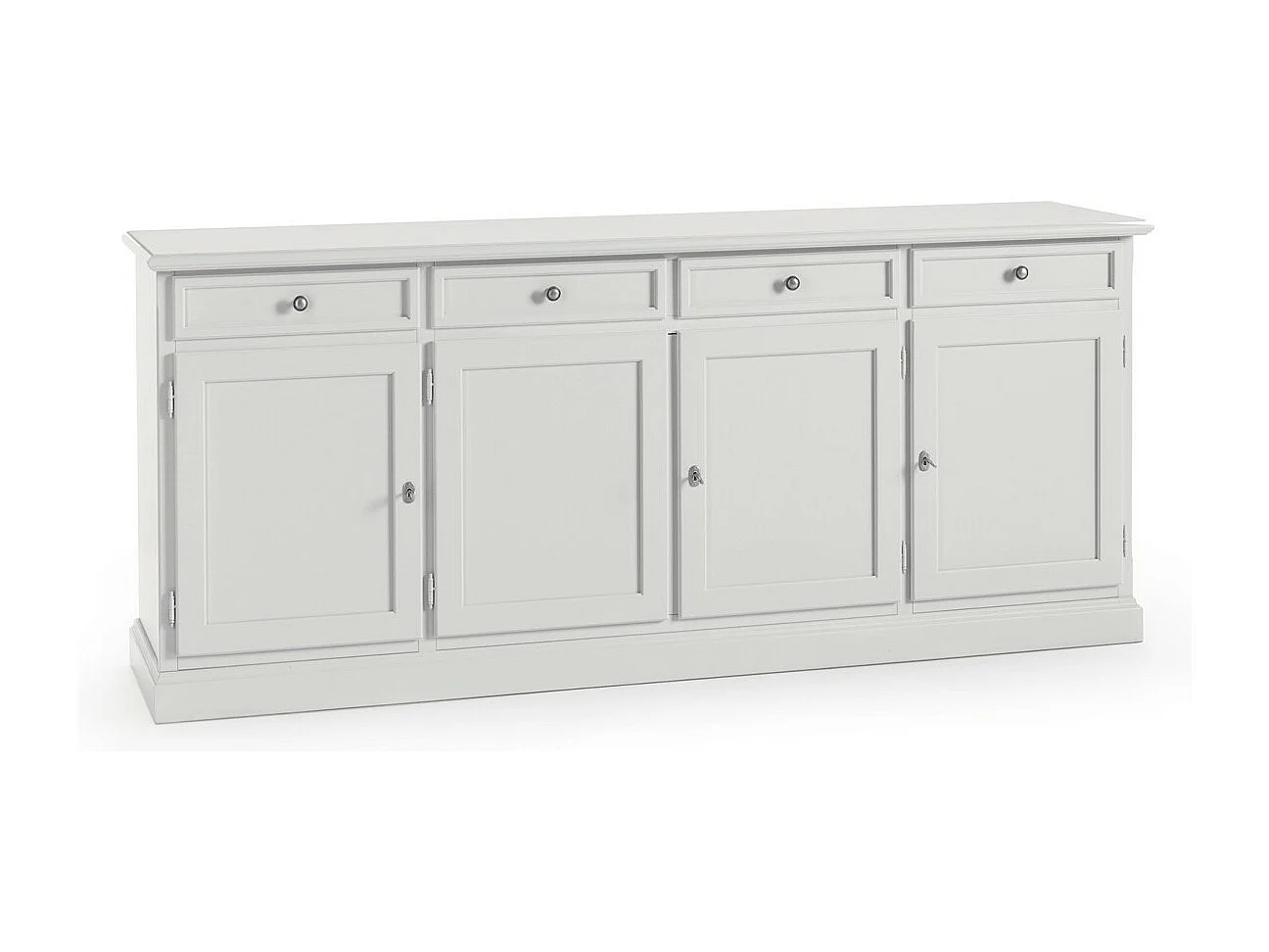 MOBILI 2G - Madia Credenza 4 porte 4 cassetti Arte povera bianco sporco 203x42x86