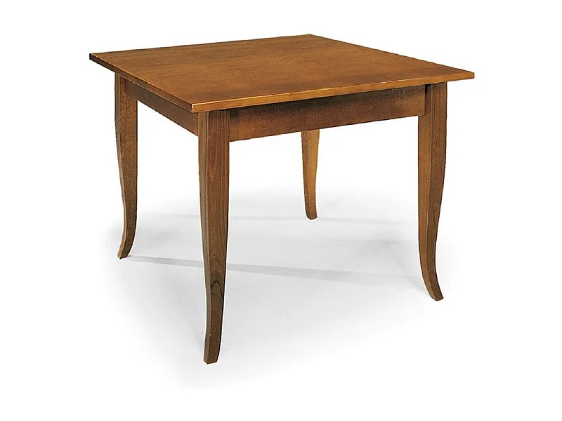 MOBILI 2G - TAVOLO FISSO CLASSICO LEGNO MASSELLO TINTA NOCE (80X80) (238)