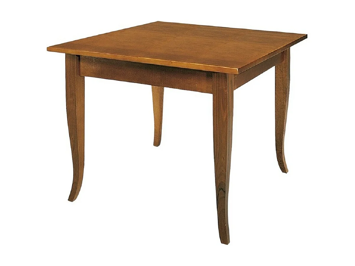 MOBILI 2G - TAVOLO FISSO CLASSICO LEGNO MASSELLO TINTA NOCE (80X80) (238)