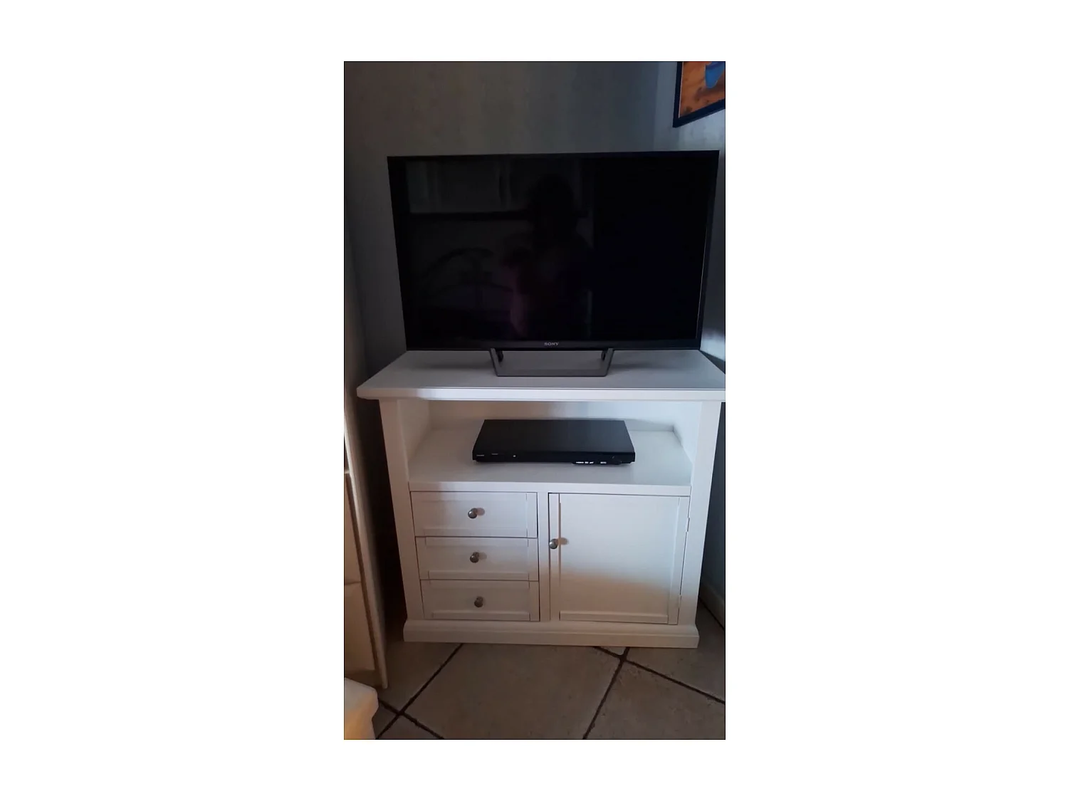 MOBILI 2G - PORTA TV IN LEGNO SHABBY CHIC BIANCO 84x40x80 (1378)