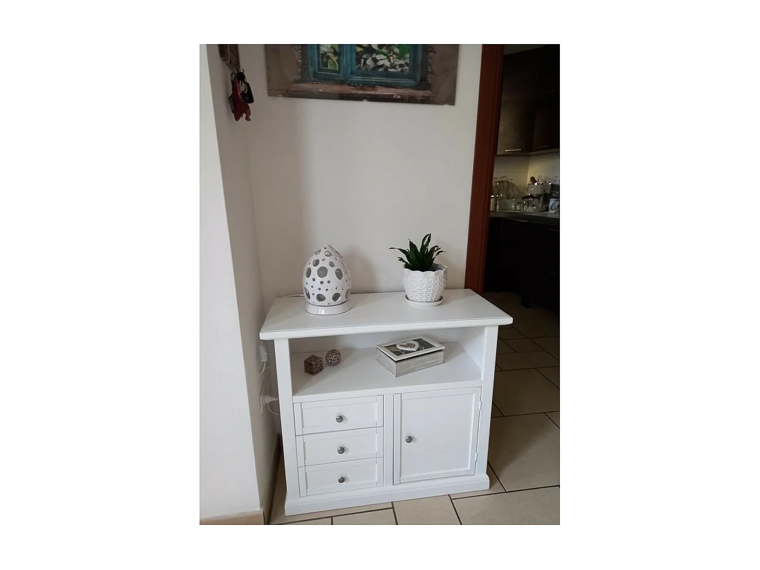 MOBILI 2G - PORTA TV IN LEGNO SHABBY CHIC BIANCO 84x40x80 (1378)