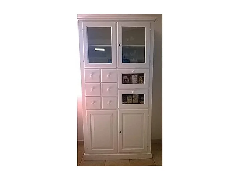 MOBILI 2G - DISPENSA DA CUCINA LEGNO 8 CASSETTI 4 ANTE BIANCO 107x45x203 (1513)