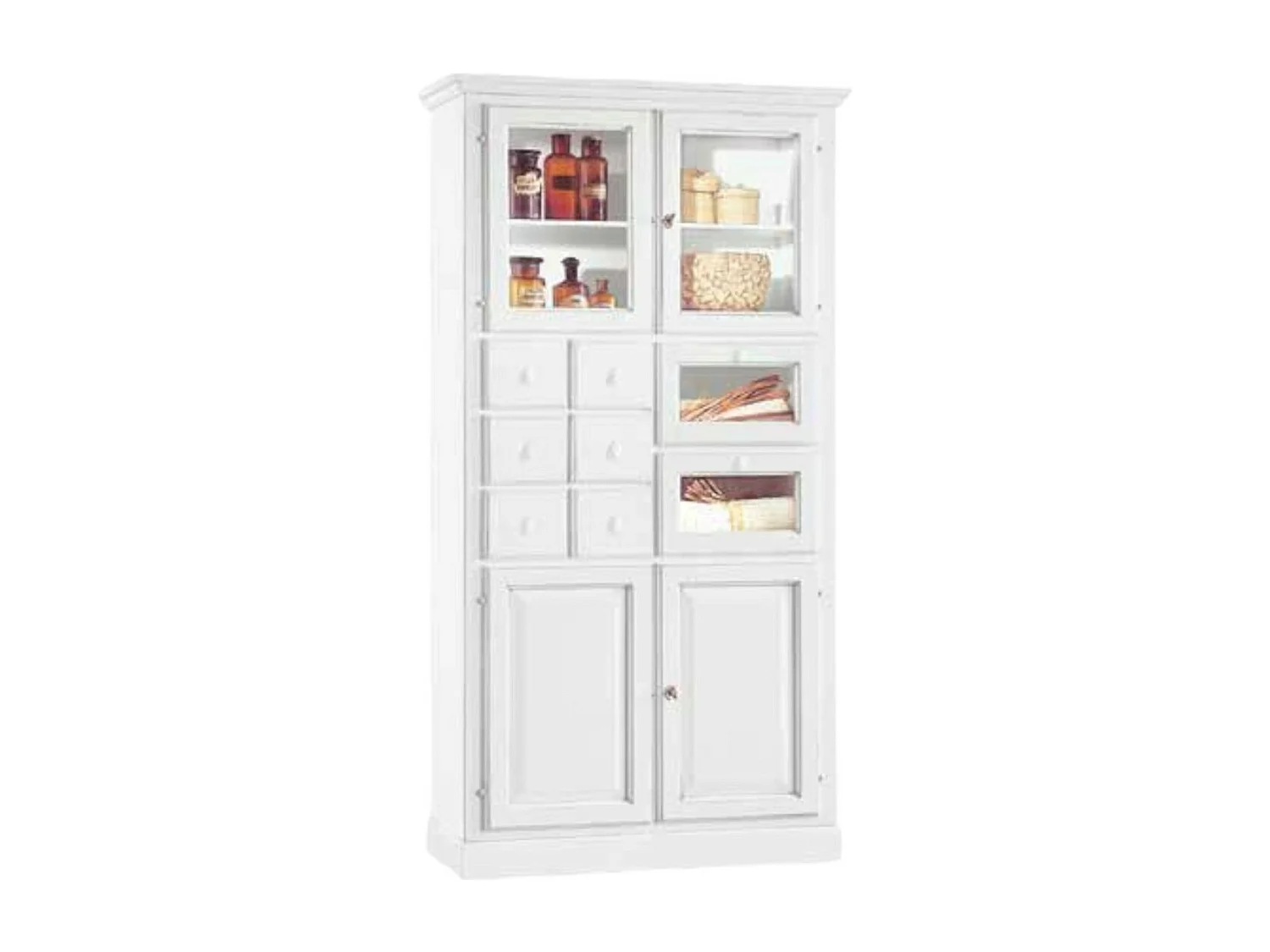 MOBILI 2G - DISPENSA DA CUCINA LEGNO 8 CASSETTI 4 ANTE BIANCO 107x45x203 (1513)