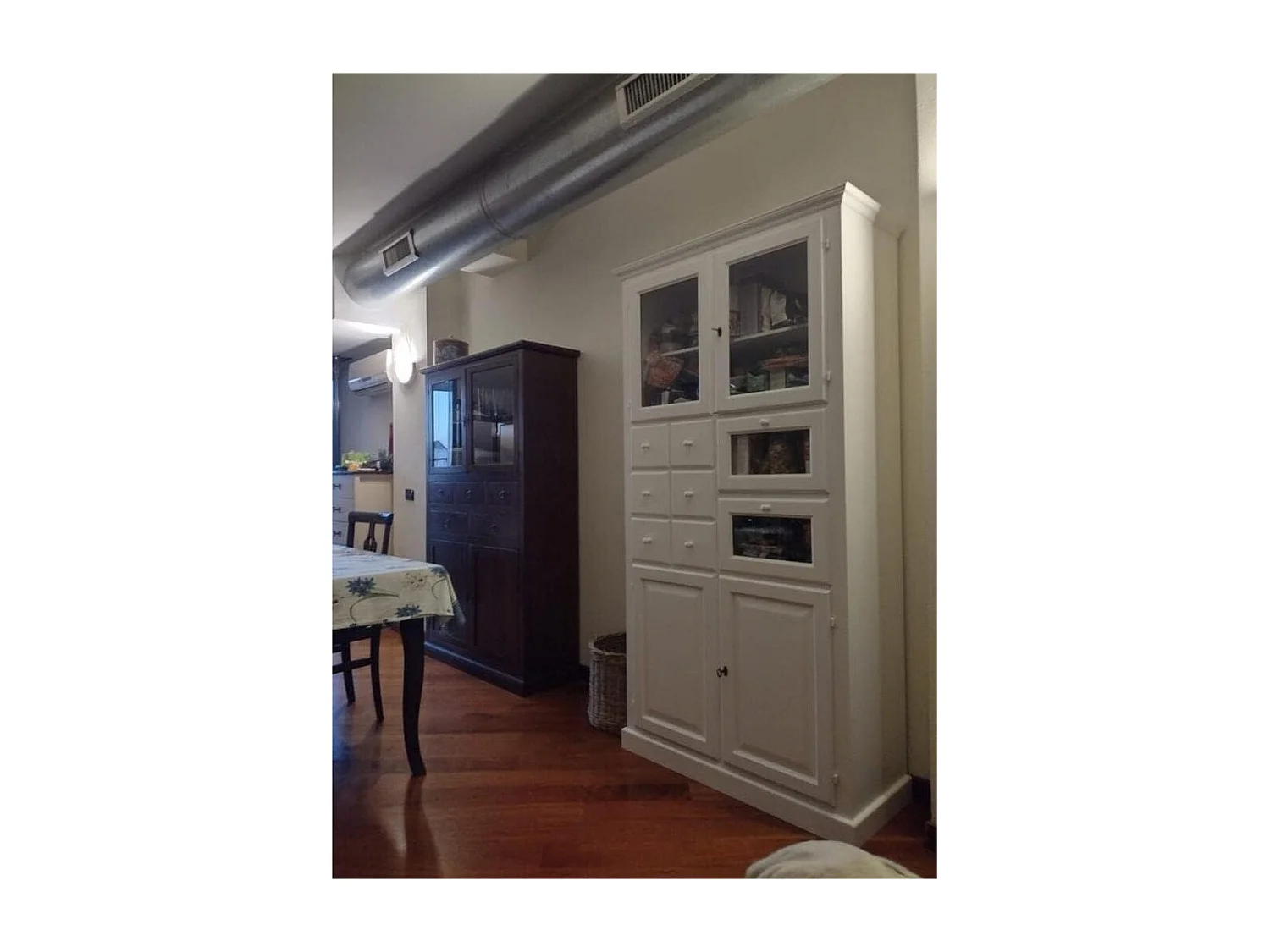 MOBILI 2G - DISPENSA DA CUCINA LEGNO 8 CASSETTI 4 ANTE BIANCO 107x45x203 (1513)