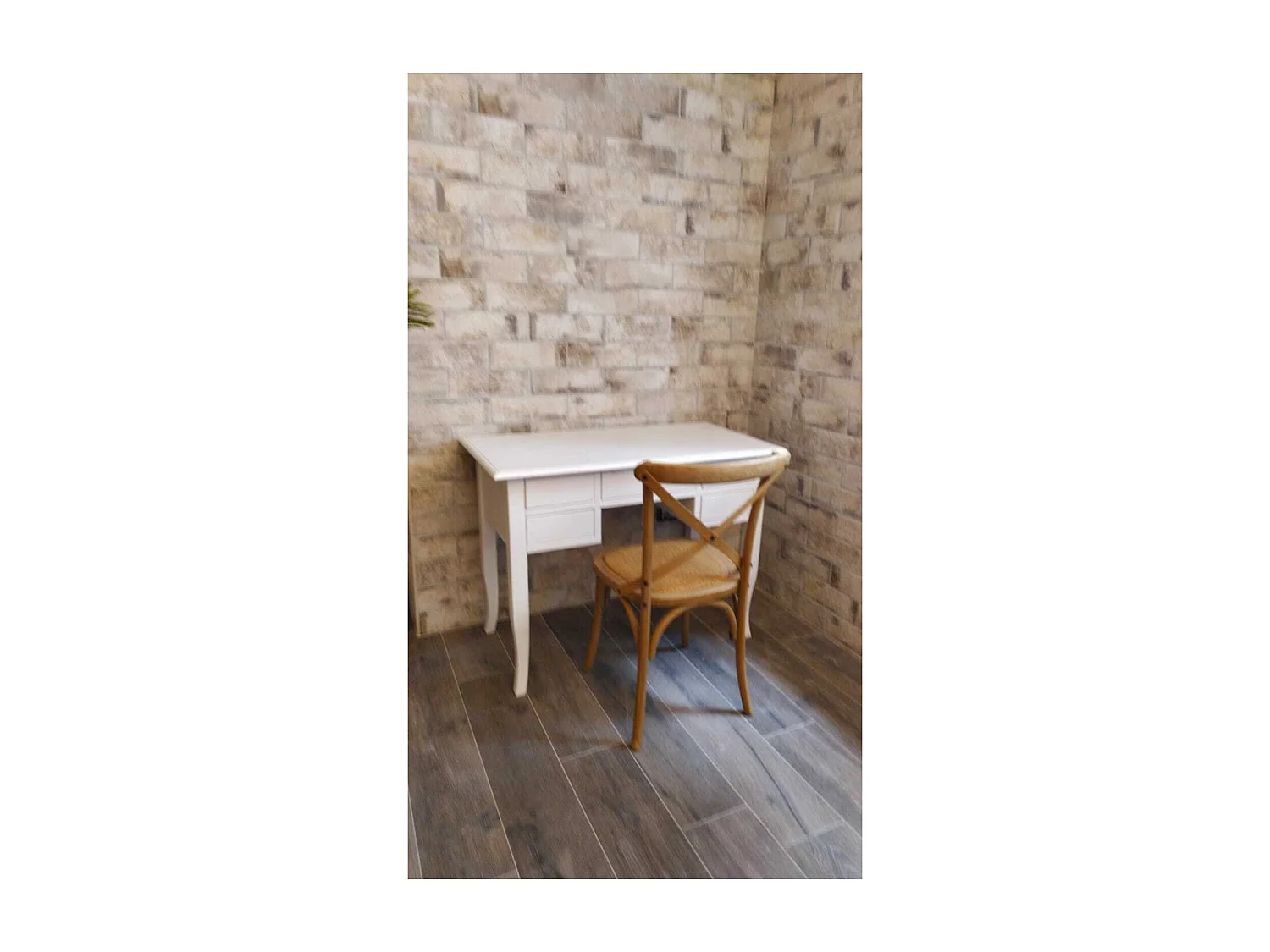 MOBILI 2G - SCRIVANIA ARTE POVERA 5 CASSETTI LEGNO BIANCO 105x56x81 (1110)