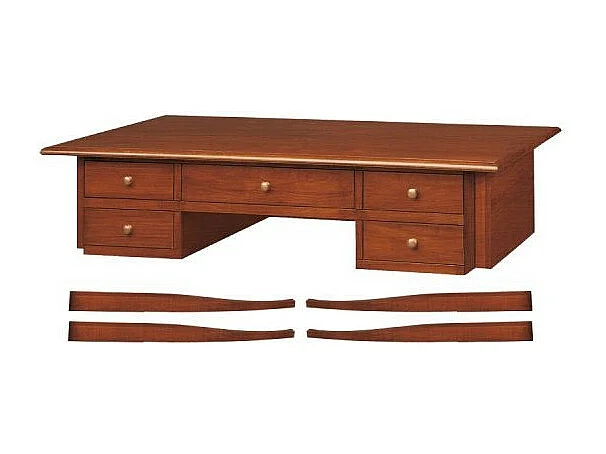 MOBILI 2G - SCRIVANIA 5 CASSETTI IN LEGNO ARTE POVERA TINTA NOCE L.105 x P.56 x H.81 (110)