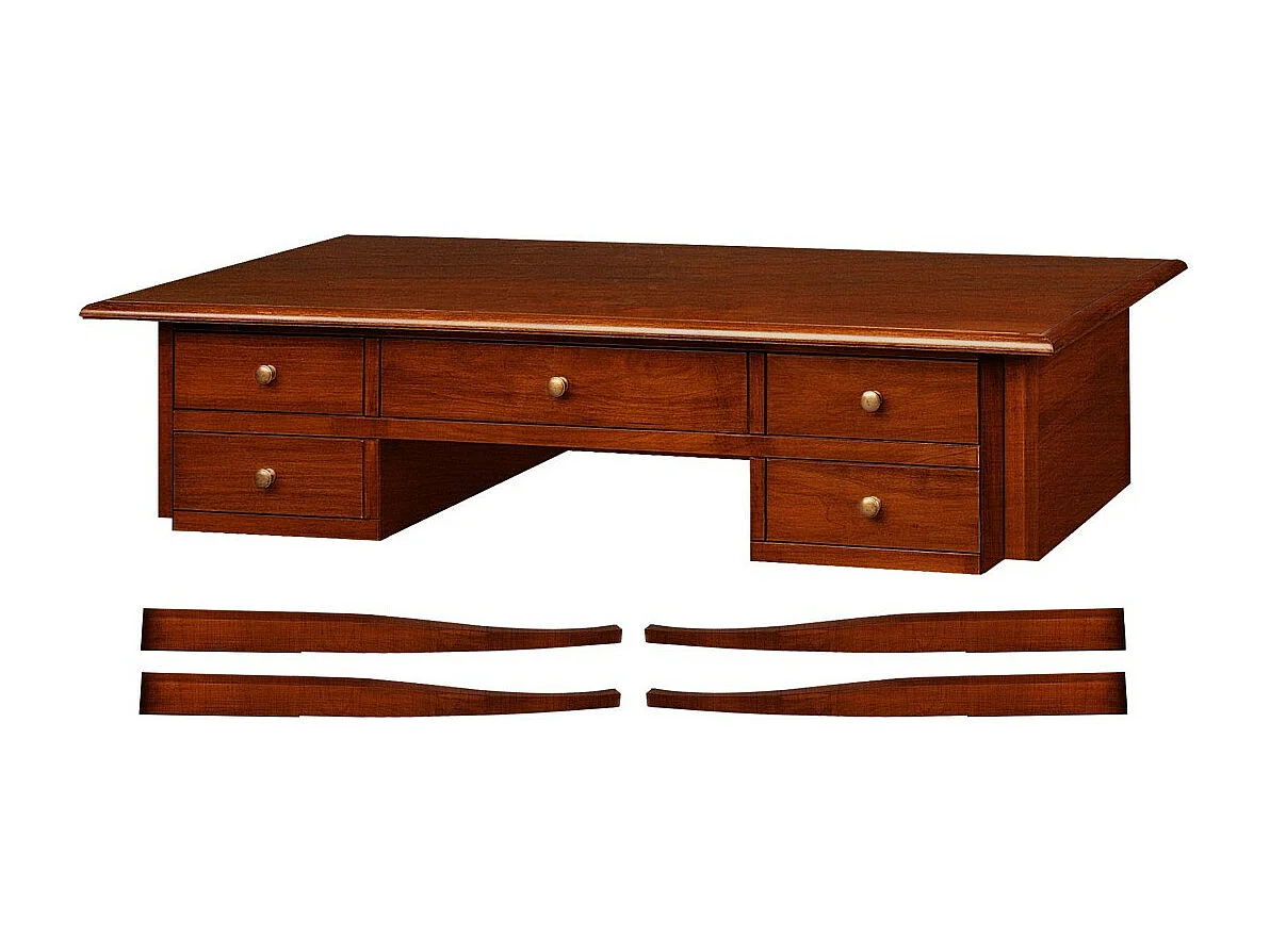 MOBILI 2G - SCRIVANIA 5 CASSETTI IN LEGNO ARTE POVERA TINTA NOCE L.105 x P.56 x H.81 (110)