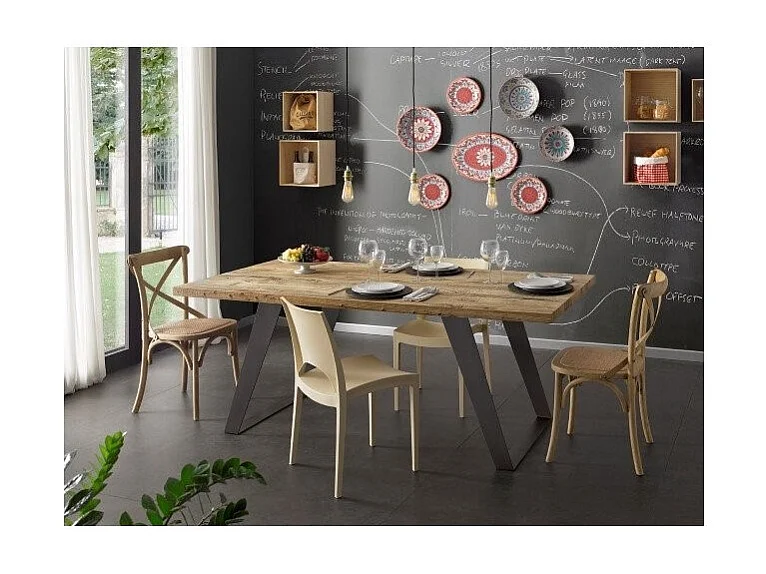 MOBILI 2G - TAVOLO FISSO RETTANGOLARE  LEGNO MASSELLO ONTANO (GA001)