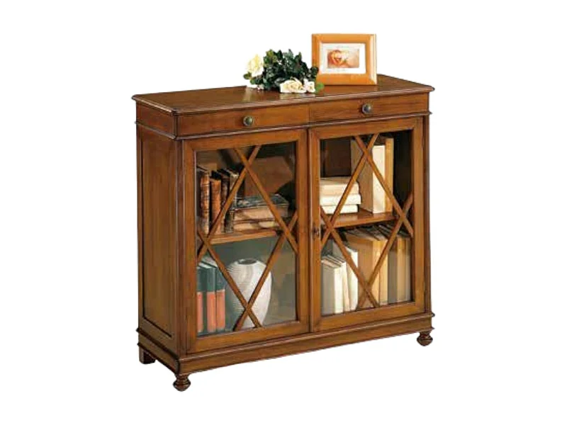 MOBILI 2G - MADIA LIBRERIA INGLESINA IN LEGNO TINTA NOCE 110X40X100 (765)