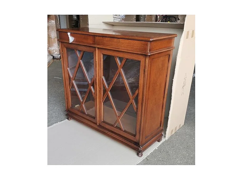 MOBILI 2G - MADIA LIBRERIA INGLESINA IN LEGNO TINTA NOCE 110X40X100 (765)