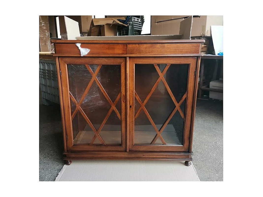 MOBILI 2G - MADIA LIBRERIA INGLESINA IN LEGNO TINTA NOCE 110X40X100 (765)