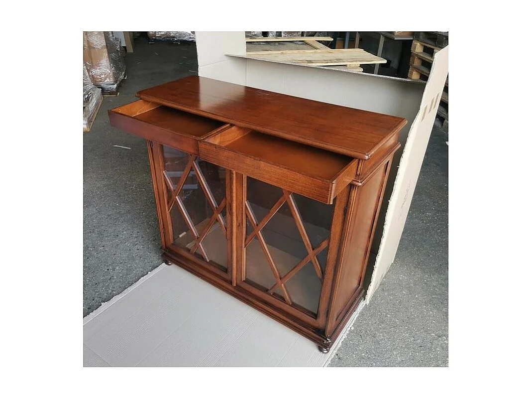 MOBILI 2G - MADIA LIBRERIA INGLESINA IN LEGNO TINTA NOCE 110X40X100 (765)