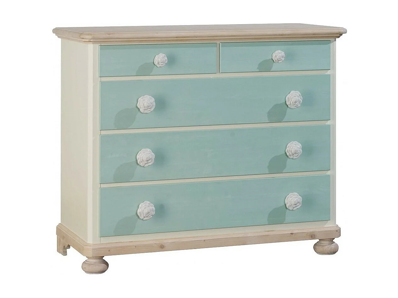 MOBILI 2G - COMO 5 CASSETTI IN LEGNO VERDE E MIELE L.118 P.52 H.99 (2212)