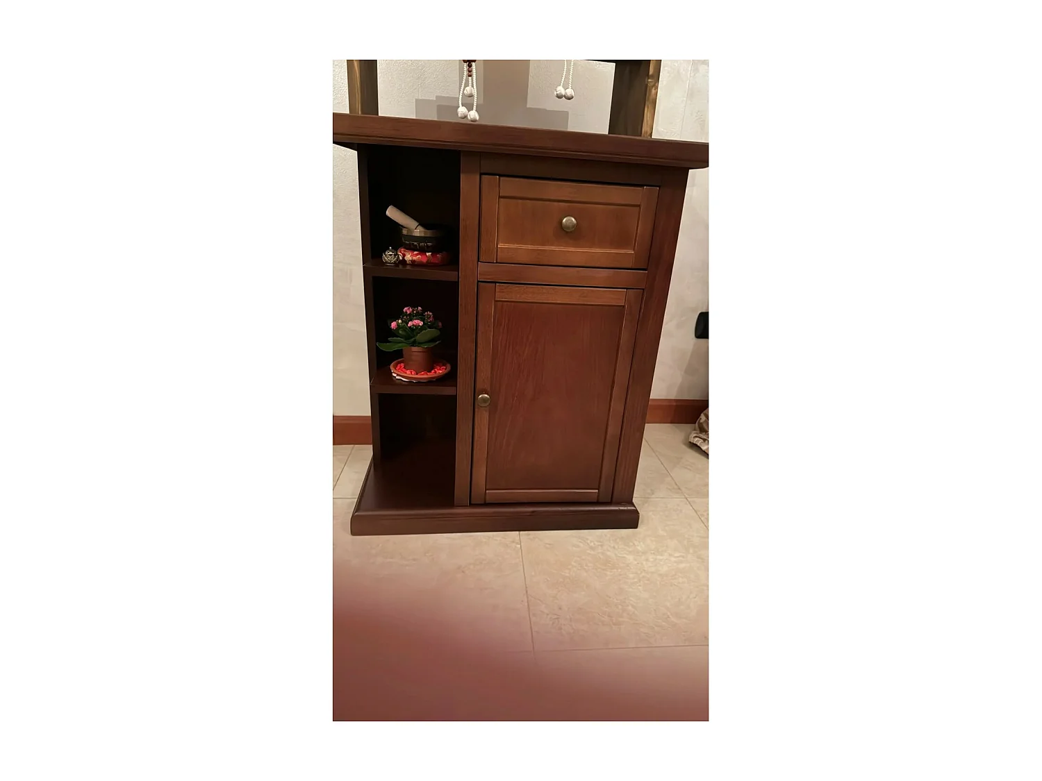 MOBILI 2G - PORTA TELEFONO ARTE POVERA 1 PORTA LEGNO TINTA NOCE 60X36X73 (373)