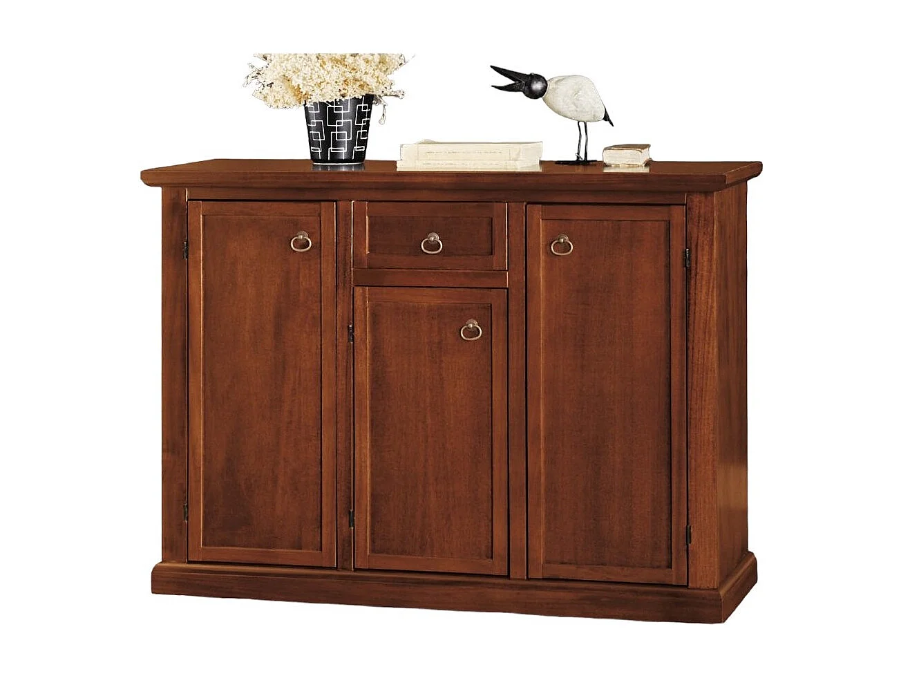 MOBILI 2G - Madia credenza arte povera 3 porte 1 cassetto noce scuro l.120 p.39 h.85 (391)