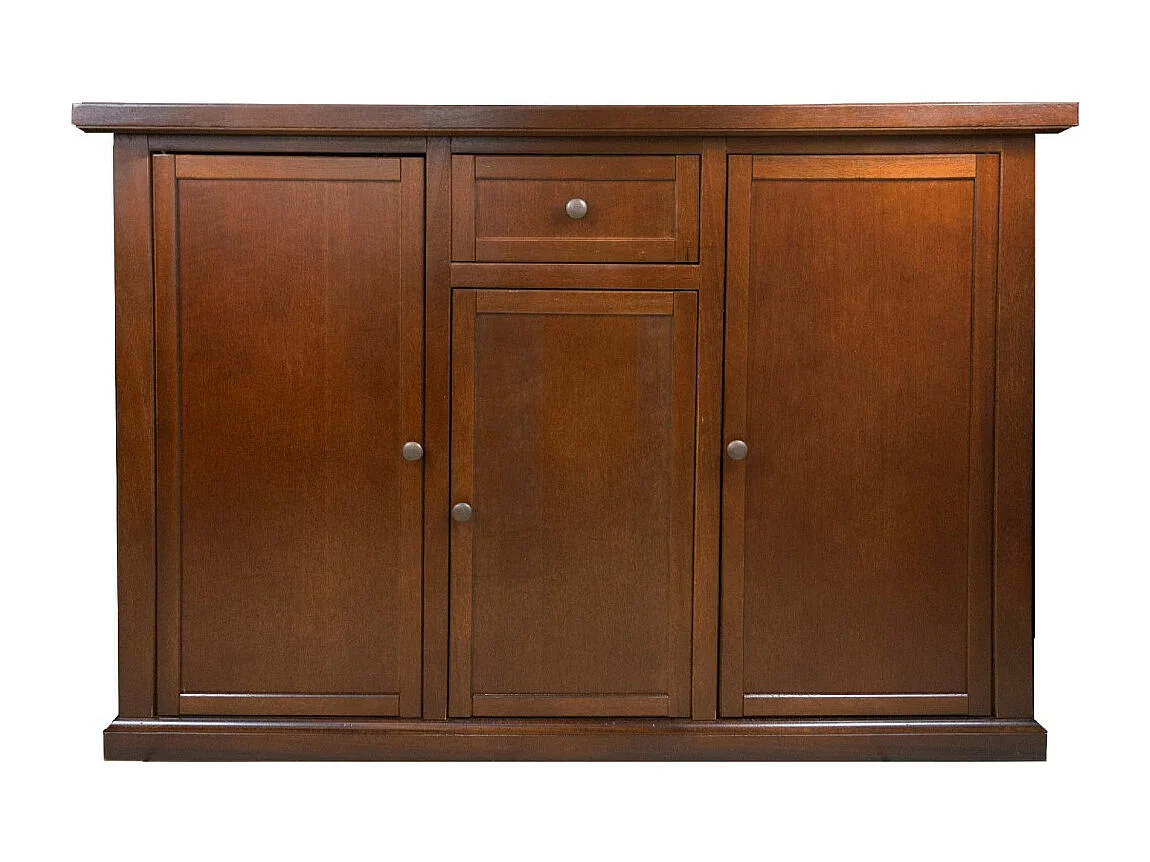 MOBILI 2G - Madia credenza arte povera 3 porte 1 cassetto noce scuro l.120 p.39 h.85 (391)