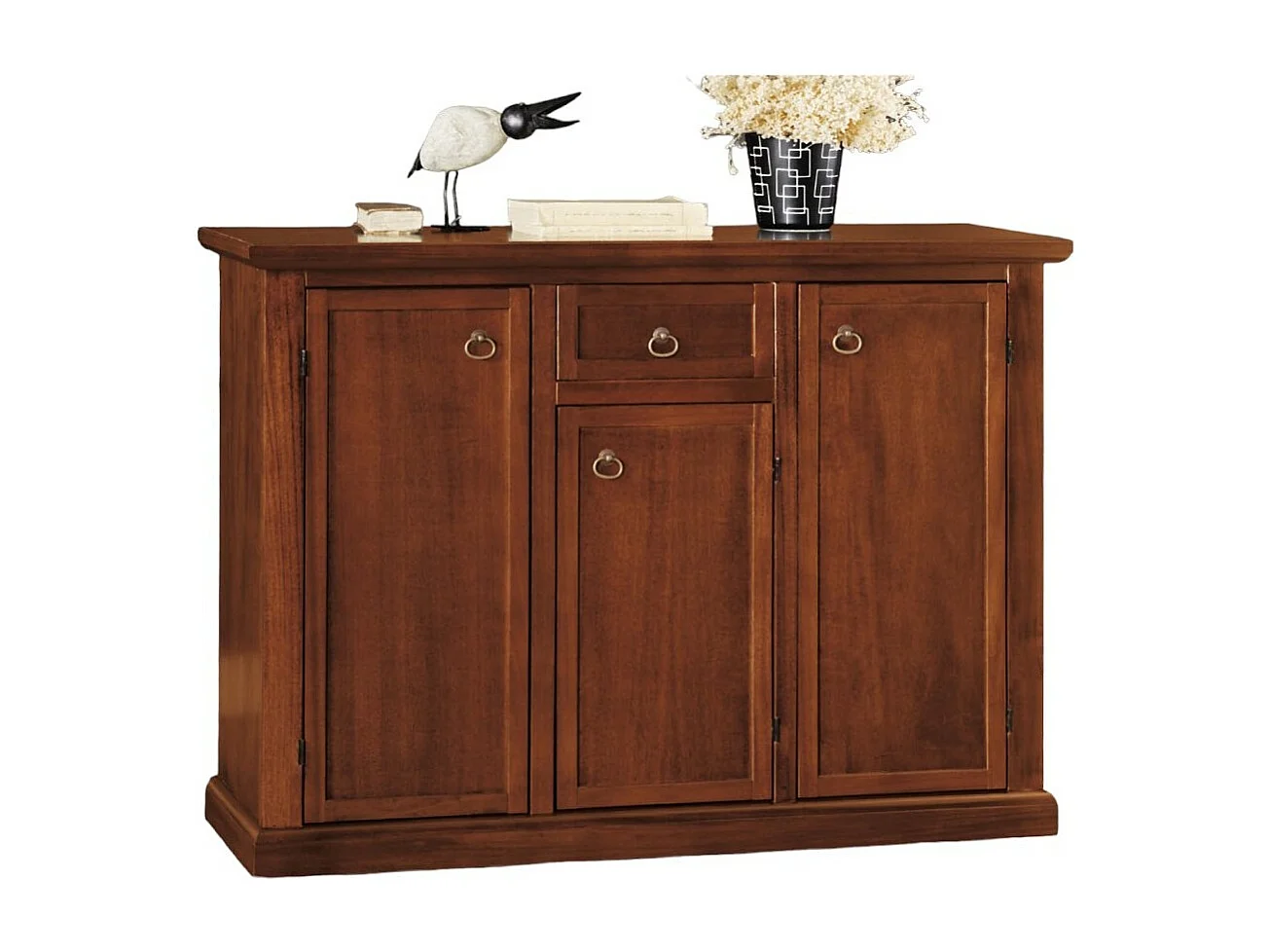 MOBILI 2G - Madia credenza arte povera 3 porte 1 cassetto noce scuro l.120 p.39 h.85 (391)