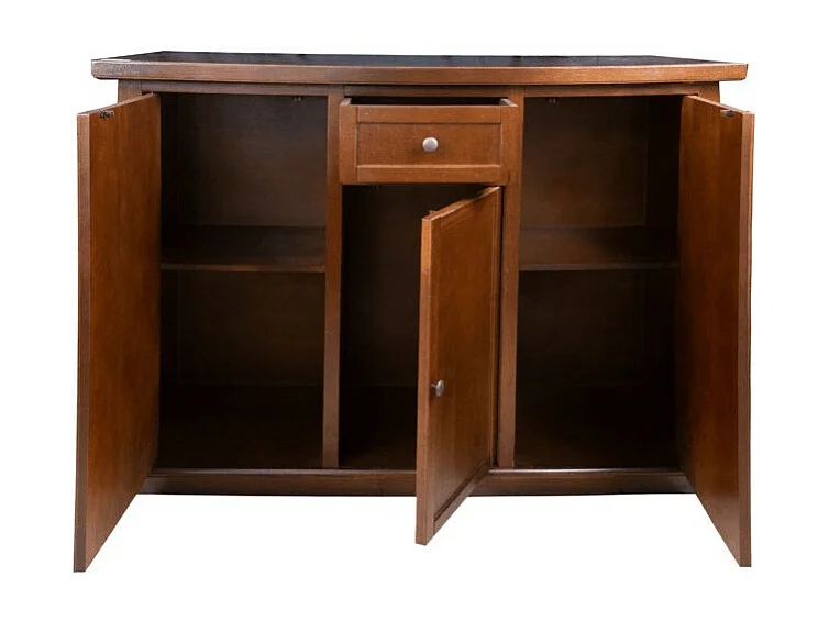MOBILI 2G - Madia credenza arte povera 3 porte 1 cassetto noce scuro l.120 p.39 h.85 (391)