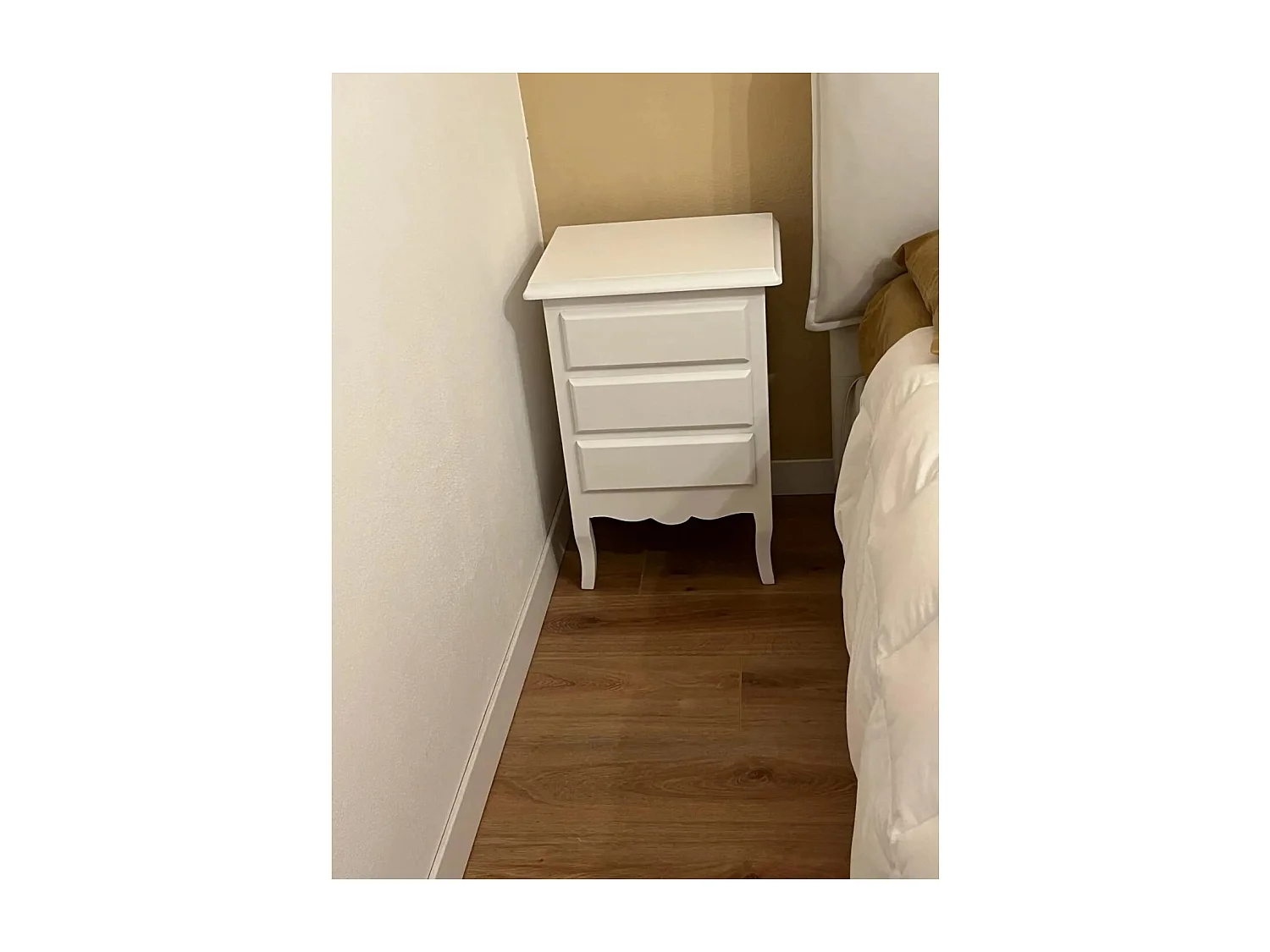 MOBILI 2G - COMODINO 3 CASSETTI LACCATO BIANCO OPACO 43X32X64 (1306)