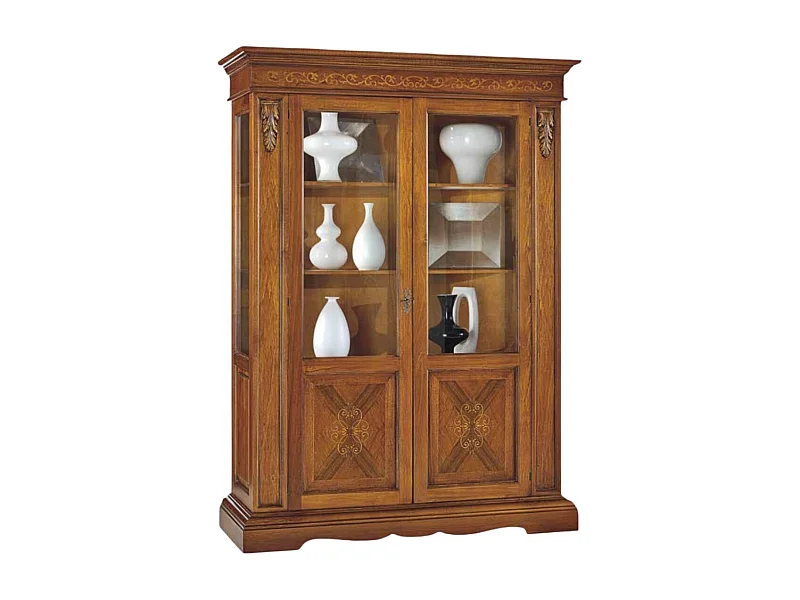 MOBILI 2G - VETRINA IN LEGNO ARTE POVERA 2 ANTE BASSANO L 155 cm x P 48 cm x H 210cm (488)