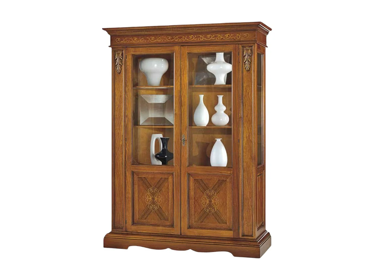 MOBILI 2G - VETRINA IN LEGNO ARTE POVERA 2 ANTE BASSANO L 155 cm x P 48 cm x H 210cm (488)