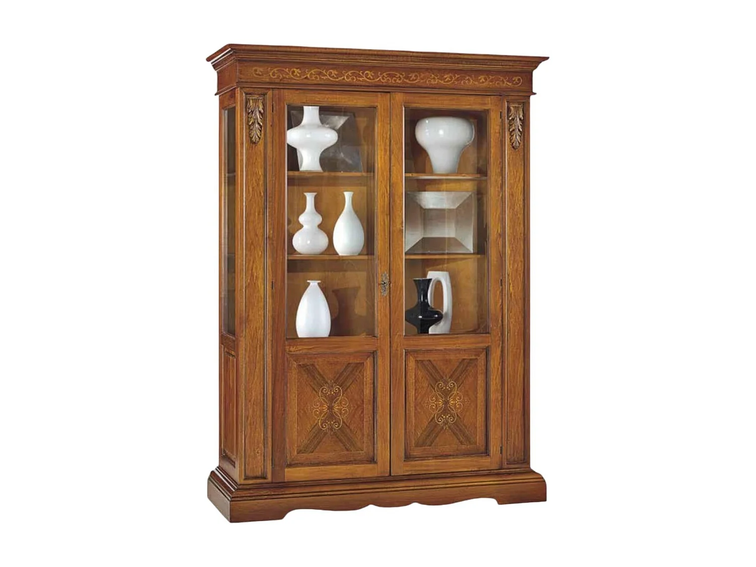 MOBILI 2G - VETRINA IN LEGNO ARTE POVERA 2 ANTE BASSANO L 155 cm x P 48 cm x H 210cm (488)