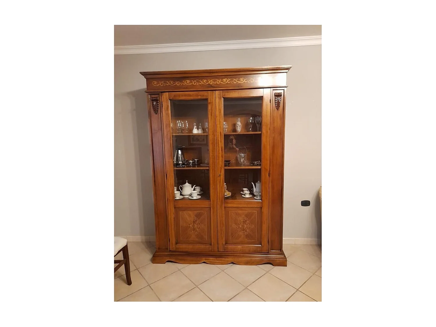 MOBILI 2G - VETRINA IN LEGNO ARTE POVERA 2 ANTE BASSANO L 155 cm x P 48 cm x H 210cm (488)