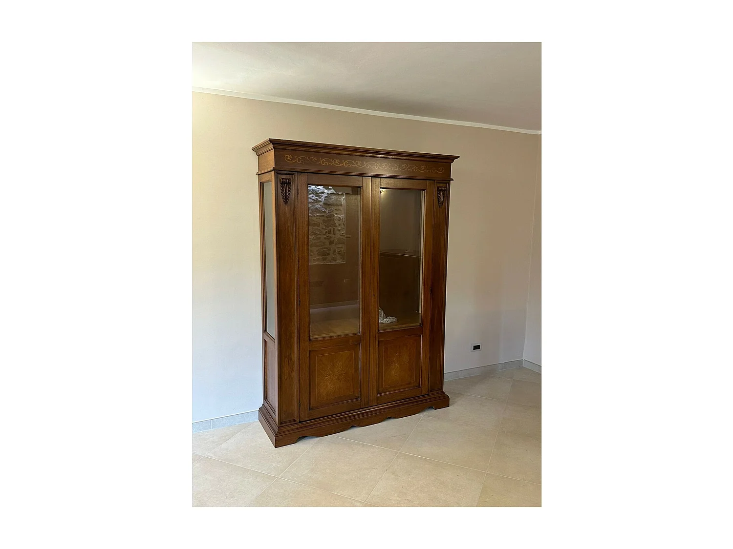 MOBILI 2G - VETRINA IN LEGNO ARTE POVERA 2 ANTE BASSANO L 155 cm x P 48 cm x H 210cm (488)