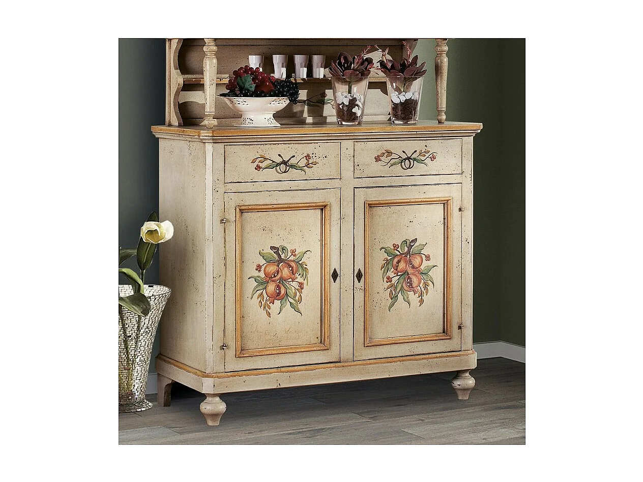 MOBILI 2G - cristalliera in legno provenzale laccata a mano 2 porte 112x49x206 (1416+1417)