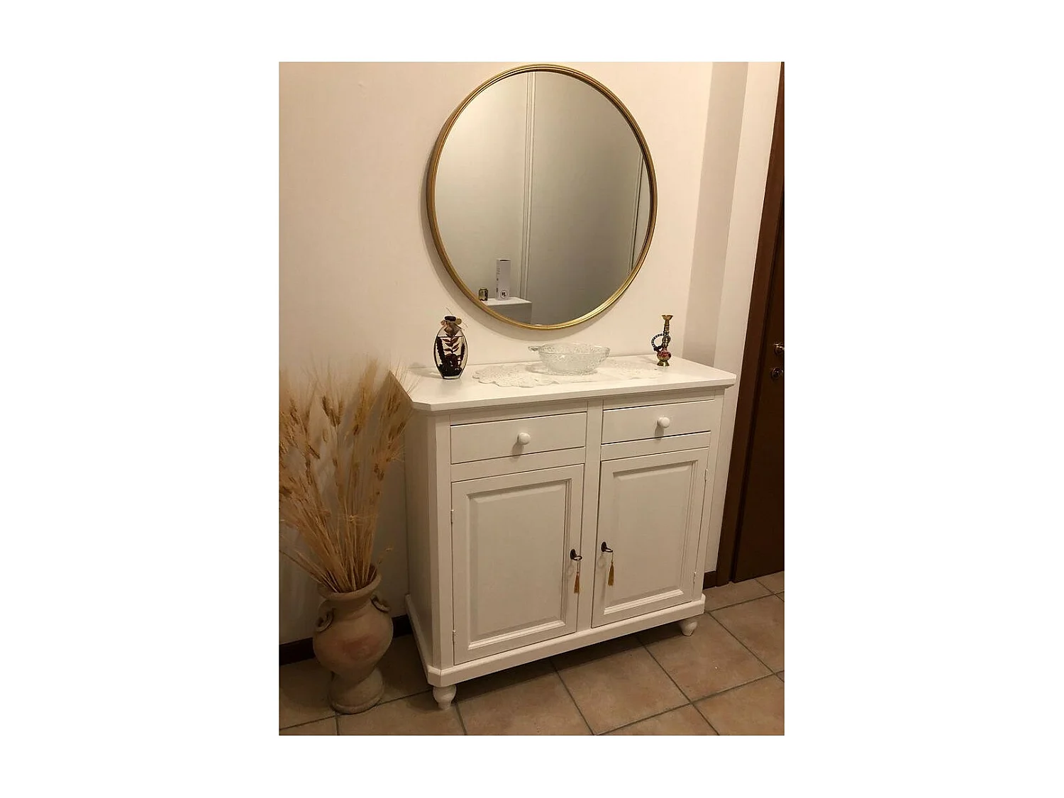 MOBILI 2G - MADIA CREDENZA ARTE POVERA 2 ANTE LEGNO BIANCO 103X43X96 (1511)