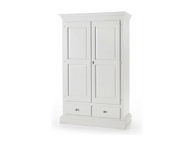 MOBILI 2G - Armadio 2 ante in legno classico bianco sporco 125x61x200
