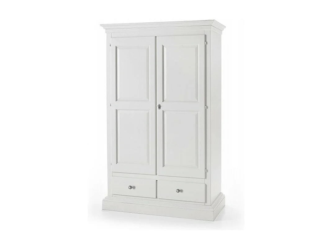MOBILI 2G - Armadio 2 ante in legno classico bianco sporco 125x61x200