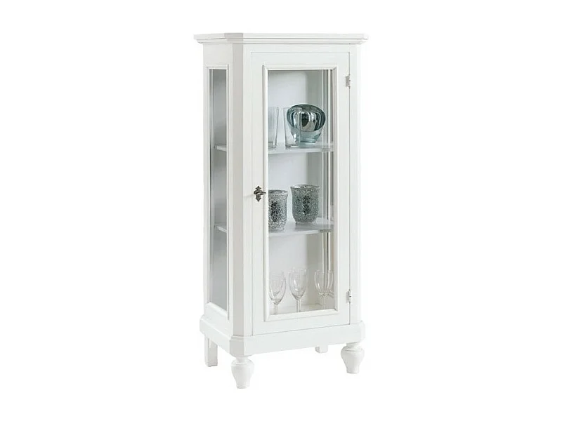 MOBILI 2G - Vetrinetta classica legno 1 porta bianco  60x40x130 (1448)