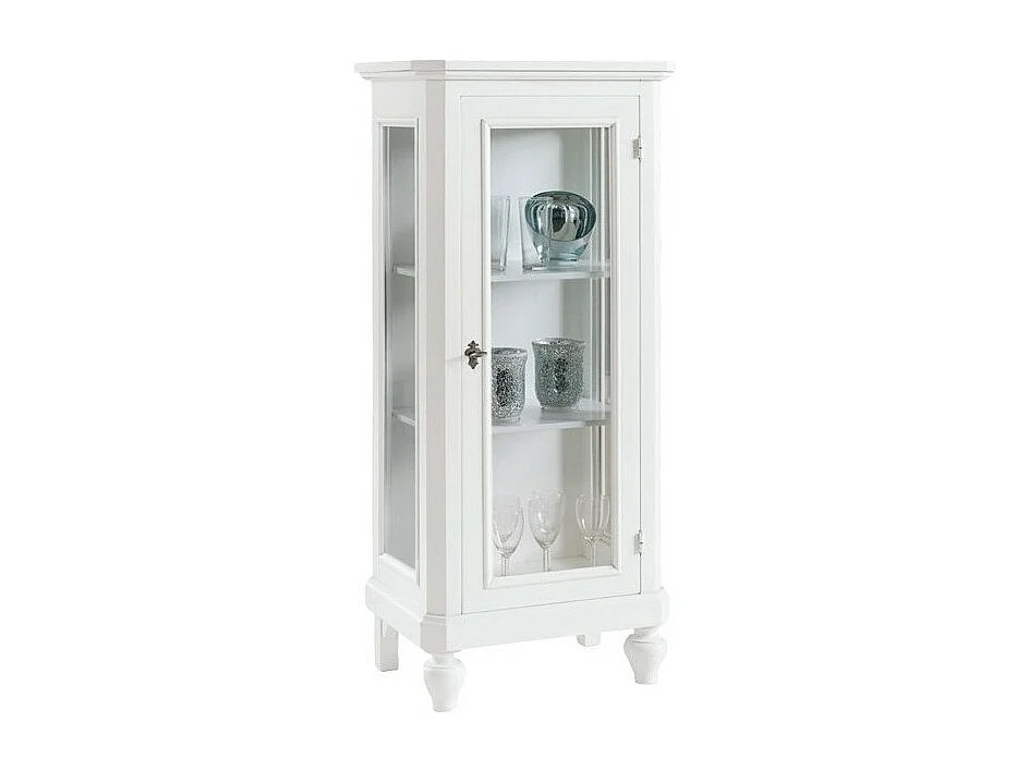 MOBILI 2G - Vetrinetta classica legno 1 porta bianco  60x40x130 (1448)