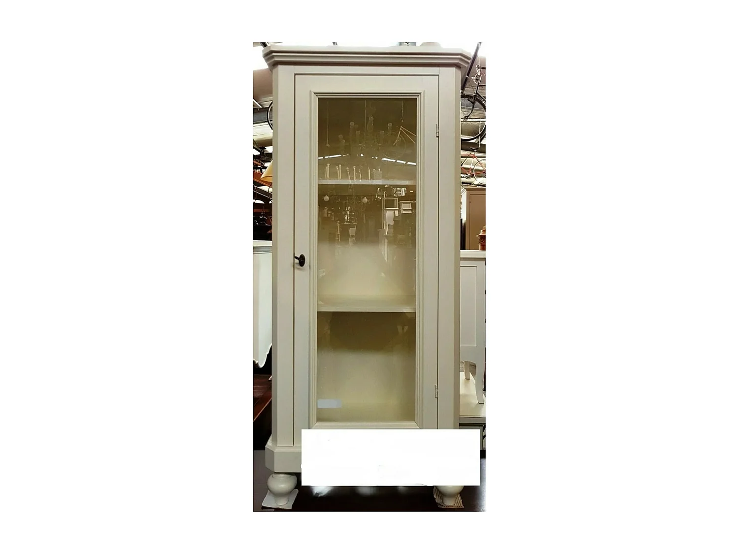 MOBILI 2G - Vetrinetta classica legno 1 porta bianco  60x40x130 (1448)