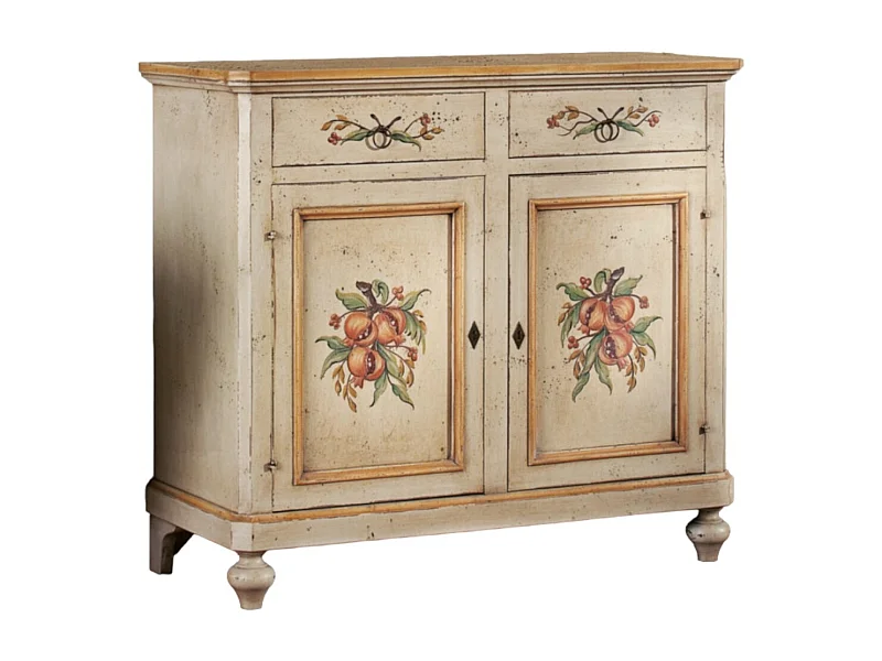 MOBILI 2G - Madia credenza in legno provenzale laccata a mano 2 porte 112x49x98 (1416)